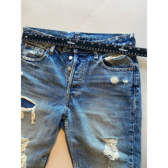 Gap Jeans Womens Size 6/ 28P Distressed Denim Cheeky Straight Hi-Rise Button Fly - Picture 8 of 9
